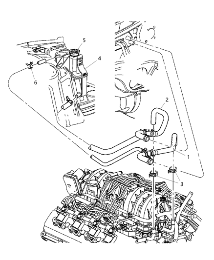 2007 Chrysler 300 Coolant Recovery System Heater Plumbing Diagram 3