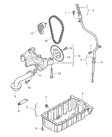 2007 Jeep Patriot Engine Oiling Pump , Pan , Indicator,Balance Shafts & Oil Cooler & Filter Diagram 2