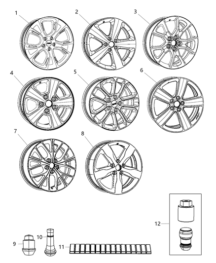 2015 Jeep Grand Cherokee Aluminum Wheel Diagram for 1VH40XZAAB