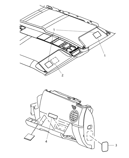 2008 Dodge Nitro Instrument Panel - Visors & Trim Diagram