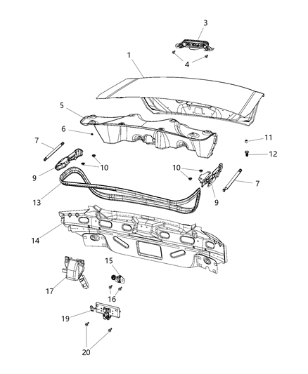 2014 Dodge Avenger Deck Lid & Related Parts Diagram 2