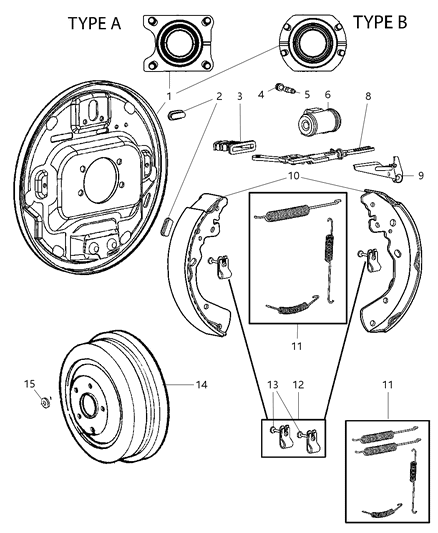 2007 Dodge Dakota Shoe Kit-Drum Diagram for 5191790AB