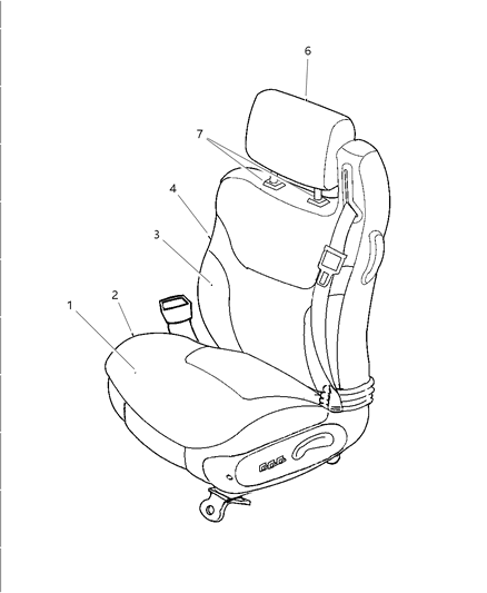 2004 Chrysler Sebring Front Seat Cushion Diagram for ZF691P7AA
