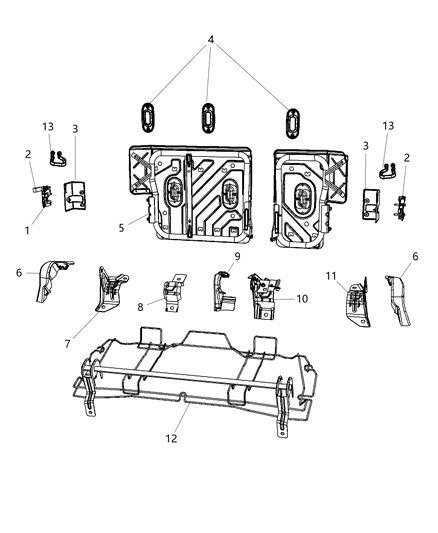 2009 Jeep Compass Rear Seat Attaching Parts Diagram