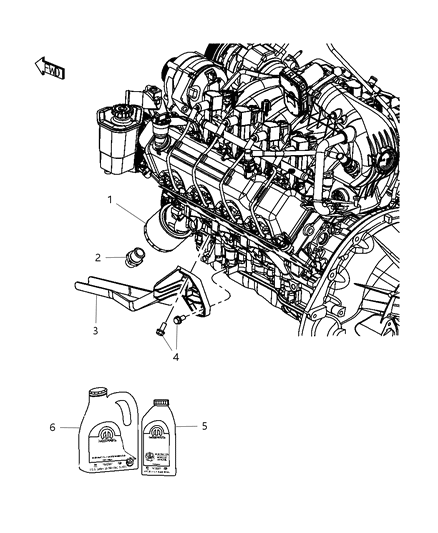 2010 Dodge Ram 1500 Engine Oil , Engine Oil Filter , Adapter And Splash Guard Diagram 2