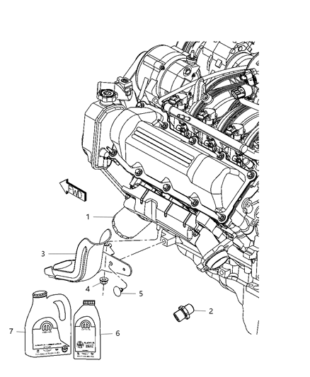 2008 Dodge Dakota Engine Oil , Engine Oil Filter , Adapter And Splash Guard Diagram 1