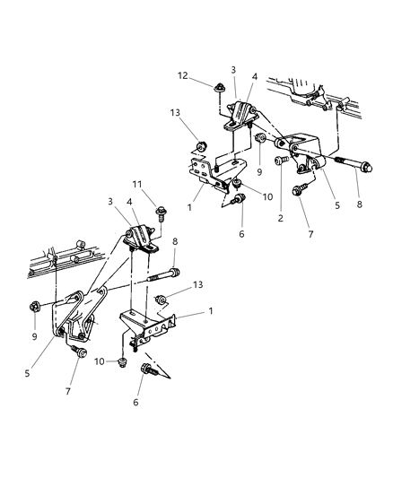 1998 Jeep Cherokee Engine Mounting, Front Diagram 3