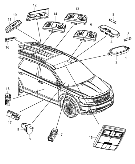 2011 Dodge Journey Lamp-Reading Diagram for 1FW42HDAAC