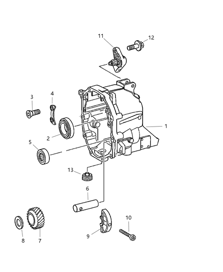 2007 Jeep Wrangler Rear Case & Related Parts Diagram 1