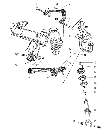 2008 Dodge Ram 1500 Front Lower Control Arm Diagram for 55366438AG