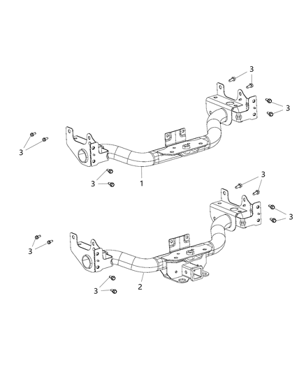 2012 Ram 1500 Tow Hooks & Hitches, Rear Diagram