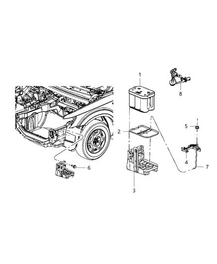 2015 Dodge Journey Battery Tray & Support Diagram