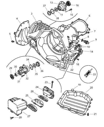 1997 Chrysler Town & Country Case , Extension And Solenoid And Retainer Diagram