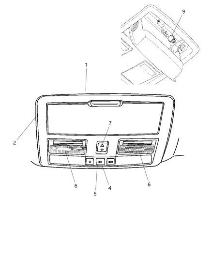 2007 Dodge Charger Console, Overhead Diagram