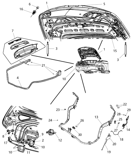 2011 Chrysler 200 Cover-Deck Lid Latch Diagram for 5065661AF