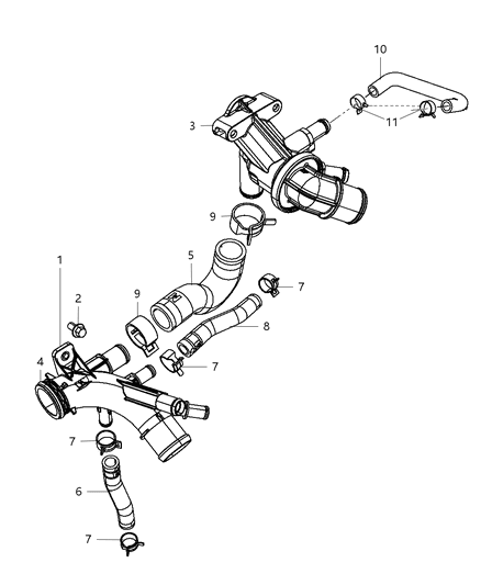 2013 Jeep Wrangler Thermostat & Related Parts Diagram 1