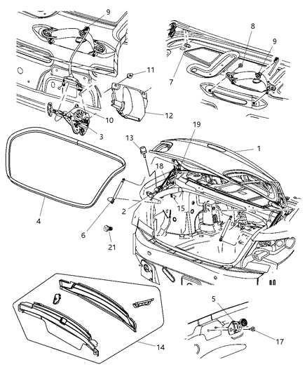 2008 Dodge Avenger Deck Lid & Related Parts Diagram