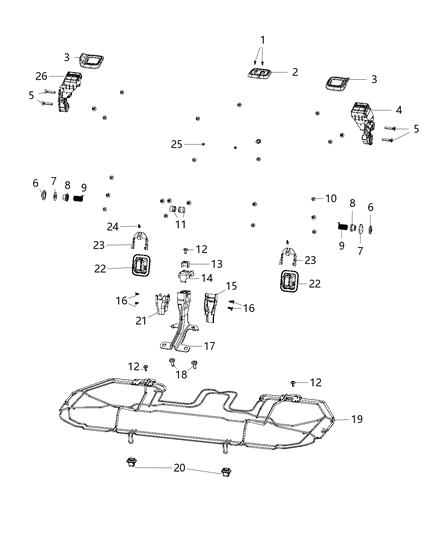 2021 Jeep Compass Second Row - Adjusters, Recliners, Shields And Risers Diagram 1