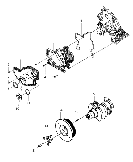 2008 Dodge Ram 5500 Timing Gear Housing And Front Cover Diagram