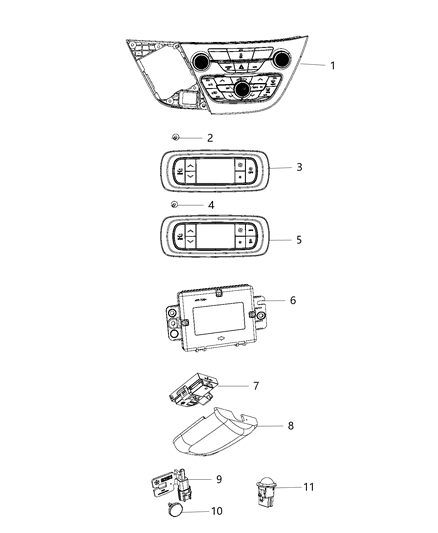 2017 Chrysler Pacifica A/C And Heater Controls And Related Parts Diagram