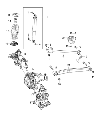 2021 Jeep Wrangler Suspension - Front, Springs, Shocks, Control Arms Diagram