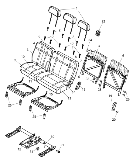 2009 Chrysler Aspen Rear Seat Cushion Right Diagram for 1FQ881D1AA