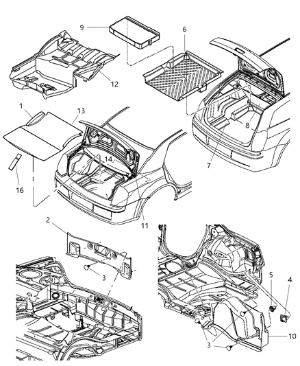 2006 Dodge Charger Carpet - Luggage Compartment Diagram