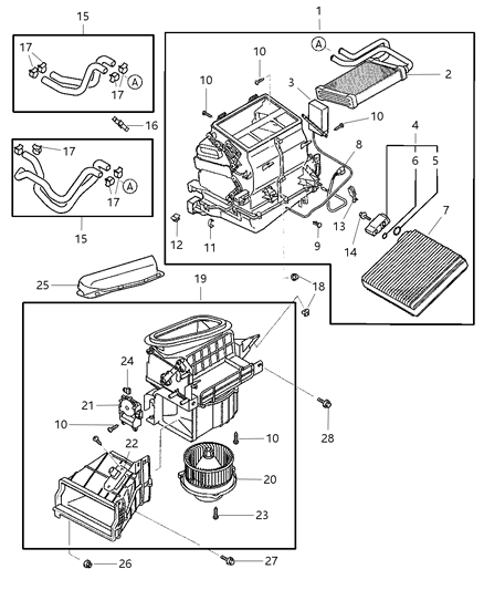 2003 Chrysler Sebring Heater & A/C Unit Diagram
