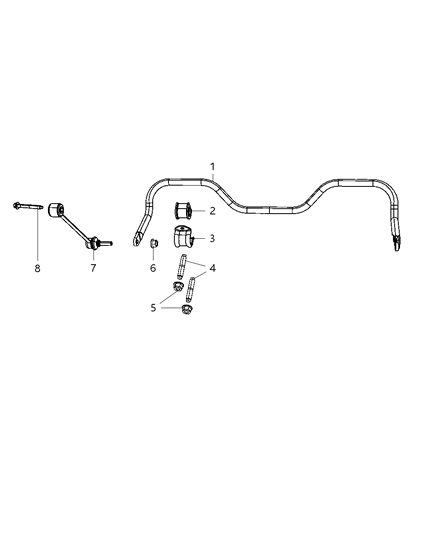 2008 Jeep Liberty BUSHING-STABILIZER Bar Diagram for 52125503AB