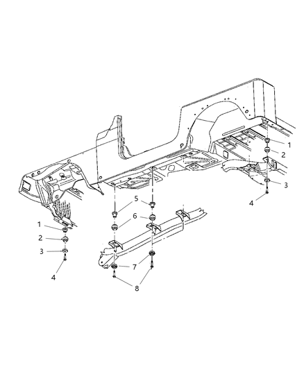 2002 Jeep Wrangler Body Mounting Hardware Diagram