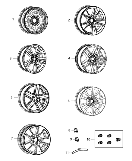 2012 Jeep Compass Black Inchwheel Diagram for 1LT46DX8AB