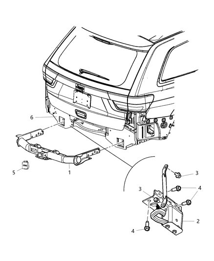 2019 Jeep Grand Cherokee Tow Hooks & Hitch, Rear Diagram