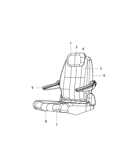 2016 Chrysler Town & Country HEADREST-Second Row Diagram for 5QW82HL9AA