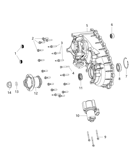 2021 Jeep Wrangler Rear Case & Related Parts Diagram 1