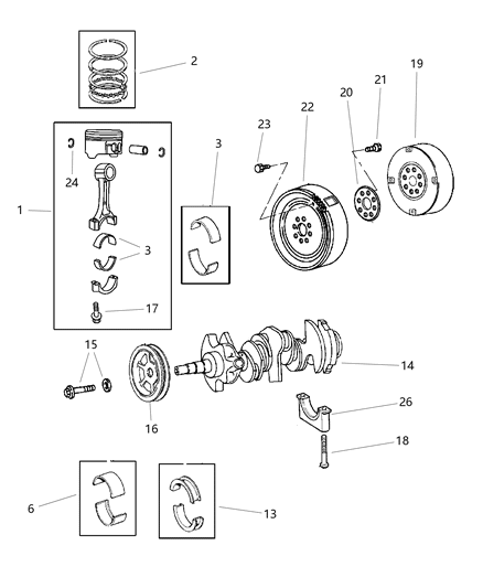 2001 Chrysler LHS Crankshaft , Piston And Torque Converter Diagram 1