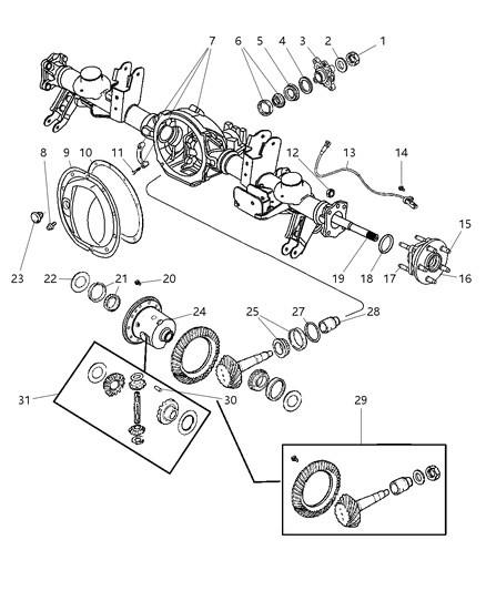 2006 Jeep Grand Cherokee Axle, Rear, With Differential, Housing And Axle Shafts Diagram 1