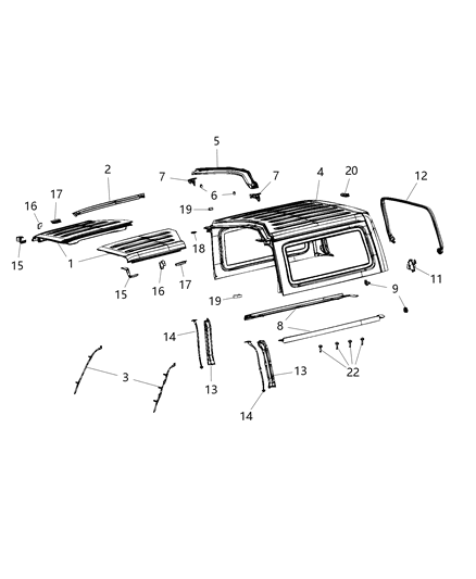 2018 Jeep Wrangler Seal-Hard Top Front Diagram for 68368894AA