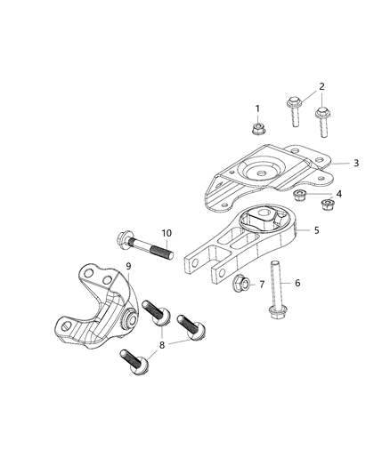 2015 Jeep Cherokee Engine Mounting Front / Rear Diagram 5