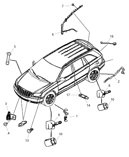 2004 Chrysler Pacifica Sensor Side Airbag Impact Diagram for 4671779AB