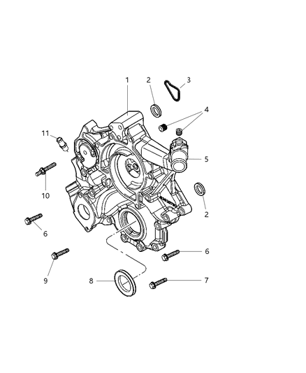 2007 Jeep Grand Cherokee Timing Chain , Timing Cover And Related Parts Diagram 3