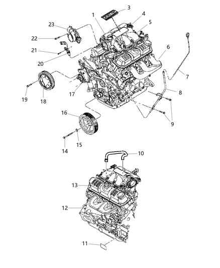 2007 Jeep Wrangler Engine Assembly , Identification & Components Diagram 2