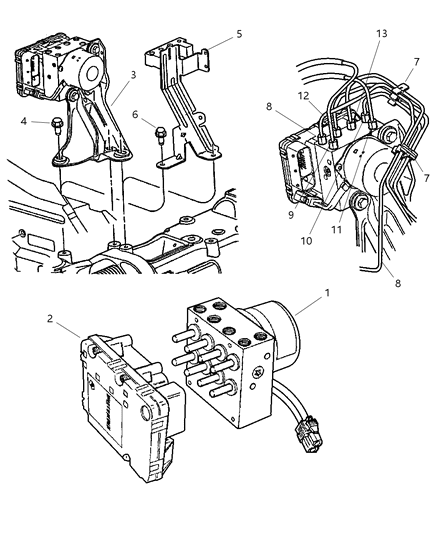 2001 Chrysler Voyager Hydraulic Control Unit Diagram for 5018255AA