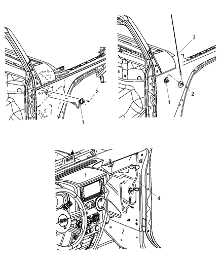 2007 Jeep Wrangler Antenna-Base Cable And Bracket Diagram for 56040921AC