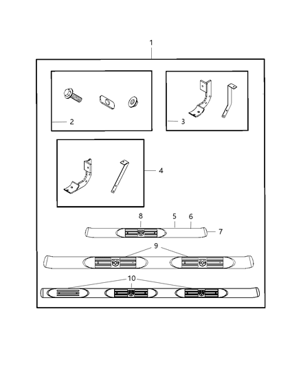 2008 Dodge Ram 1500 Step Pad-Side Step Diagram for 5183068AA