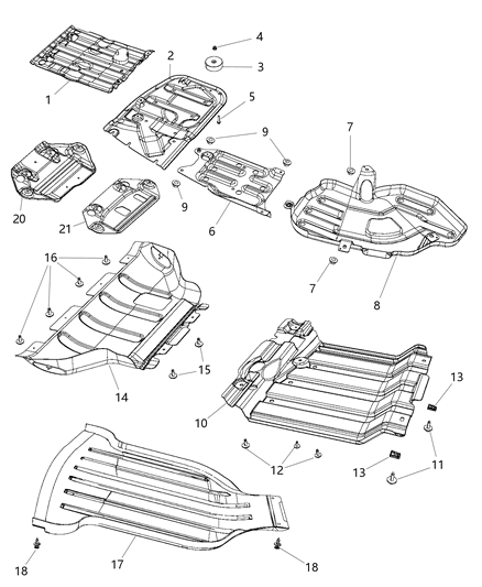 2020 Jeep Grand Cherokee Underbody Shields And Plates Diagram