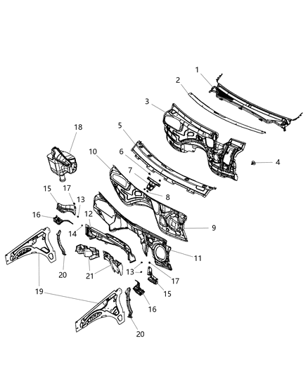 2012 Jeep Grand Cherokee Drain-COWL Grille Diagram for 57010633AC