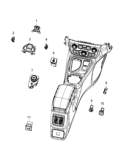 2021 Jeep Compass Switches - Console Diagram 1
