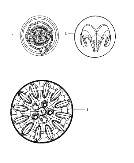 2010 Chrysler Town & Country Wheel Covers & Center Caps Diagram