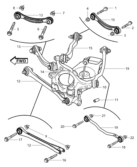 2011 Dodge Challenger Suspension - Rear Links, Knuckles Diagram