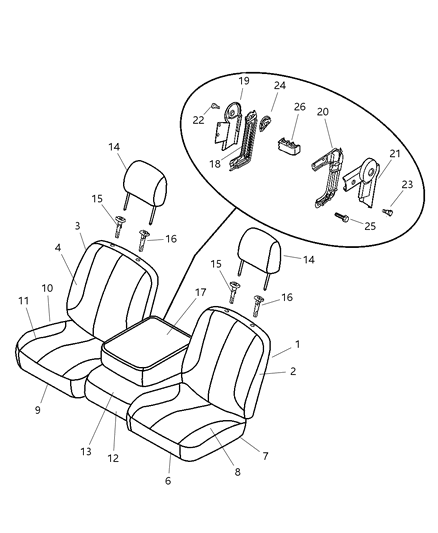 2003 Dodge Ram 1500 Seat Back-Front Diagram for XQ341L5AA